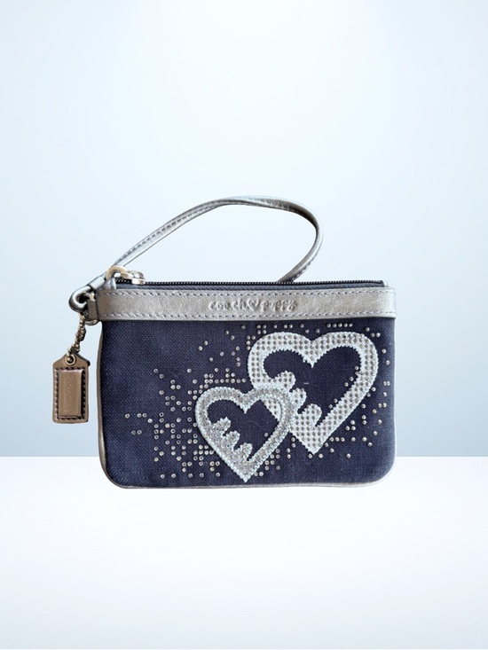 Coach Handbags - Coach Poppy Crystal Heart Wristlet (Blue/Silver) Limited Edition